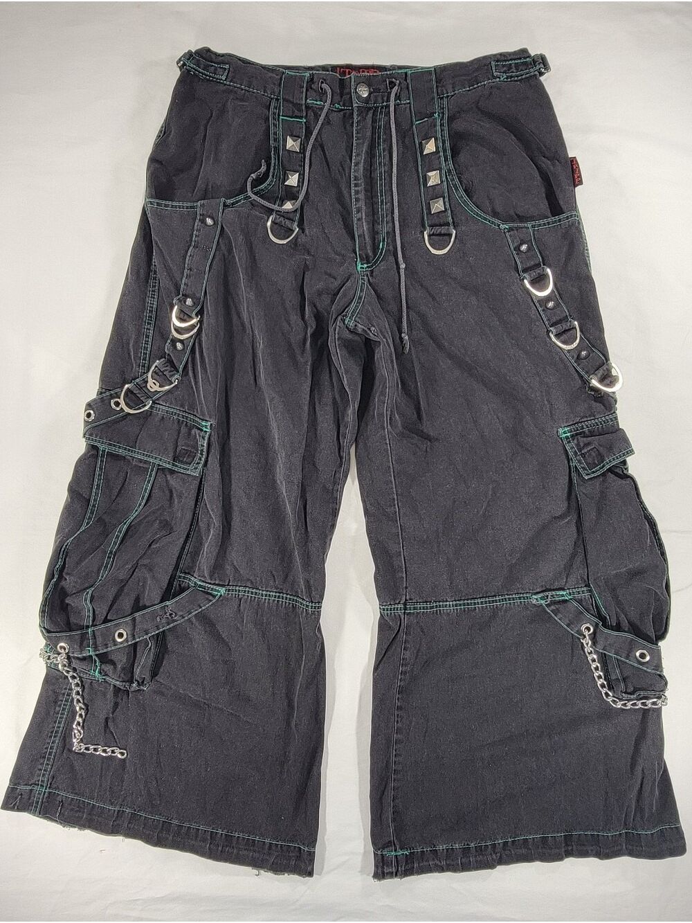 Vintage Tripp NYC Wide Leg Black Bondage Pants Large Goth Punk Rave Mallcore Y2K